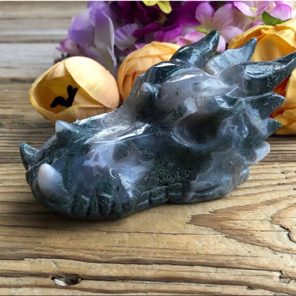 Druzy Moss Agate Dragon